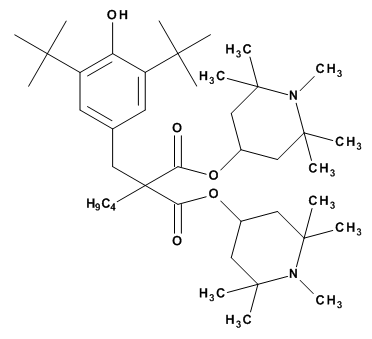 Bis(1,2,2,6,6-pentamethyl-4-piperidinyl)-[ [ 3,5-bis(1,1-dimethylethyl)-4-hydroxyphenyl] methyl]butylmalonate